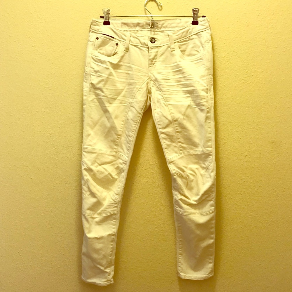 New White Denim Moto Skinny Jeans